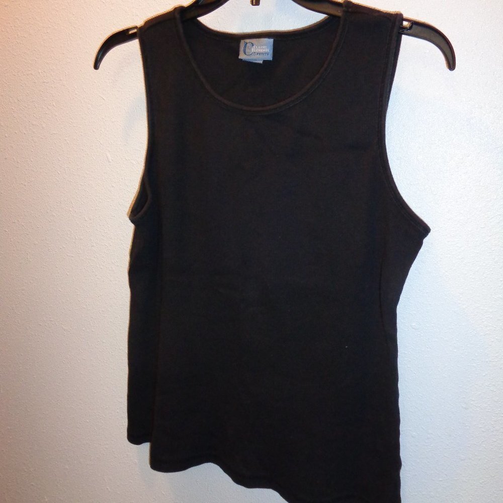 Classic Elements Petite Black Ribbed Tank Top LP Large